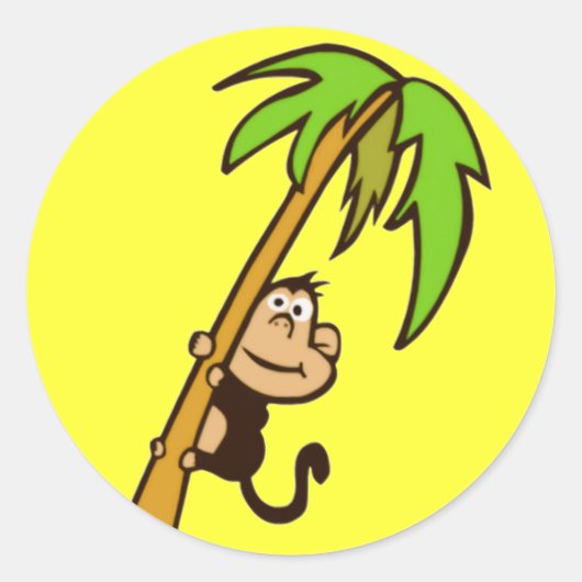 Sticker Rond Monkey Up un arbre (Devant)