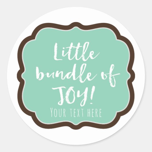 Sticker Rond Monnaie et chocolat Brown Bundle of Joy Baby showe (Devant)