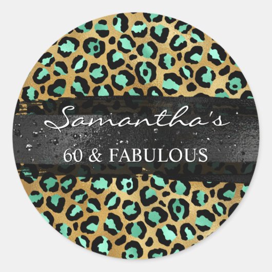 Sticker Rond Monnaie et huile d'or Leopard 60 & Fabulous (Devant)