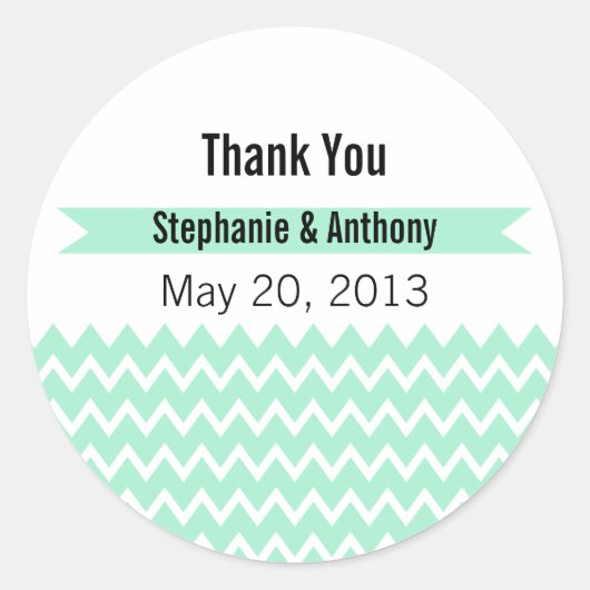Sticker Rond Monnaie magique et Merci Motif blanc Chevron (Devant)