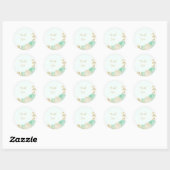 Sticker Rond Monnaie romantique vert & fleurs blanches or (Feuille)