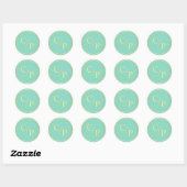 Sticker Rond Monnaie simple et or avec Monogramme (Feuille)