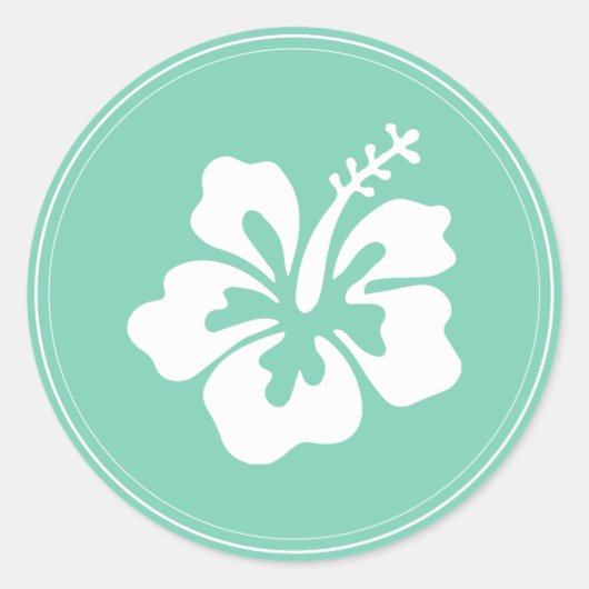 Sticker Rond Monnaie Tropicale Vert Hibiscus Fleur Mariage Favo (Devant)