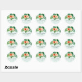 Sticker Rond Monnaie Tropicale Verte Mariage Enveloppe Phoques (Feuille)