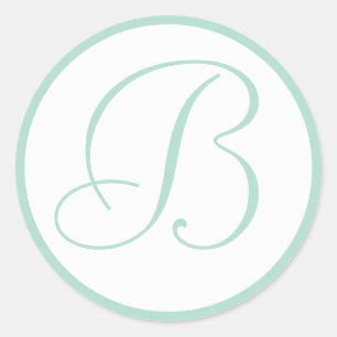 Sticker Rond Monnaie Vert Monogramme Mariage Enveloppe Phoques