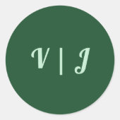 Sticker Rond Monochrome Emerald Green Mariage Petit (Devant)