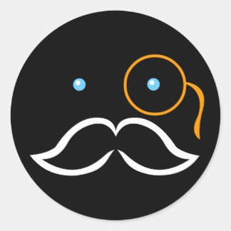 Sticker Rond Monocle et Moustache