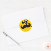 Sticker Rond Monocle & Mustache Fond personnalisable) (Enveloppe)