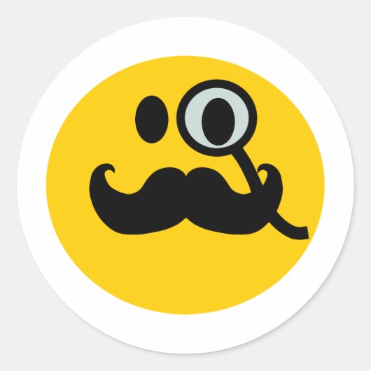 Sticker Rond Monocle & Mustache Fond personnalisable) (Devant)