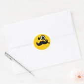 Sticker Rond Monocle & Mustache Fond personnalisable) (Enveloppe)