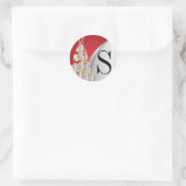 Sticker Rond Monogram Argent, Or et Rouge Joyeux Noël (Sac)