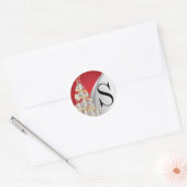 Sticker Rond Monogram Argent, Or et Rouge Joyeux Noël (Enveloppe)