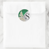 Sticker Rond Monogram Argent, Or et Vert Joyeux Noël (Sac)