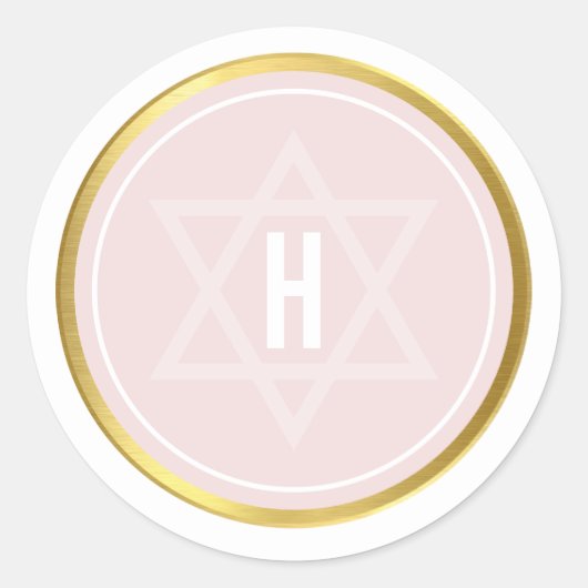 Sticker Rond MONOGRAM BAR MITZVAH moderne rose pâle (Devant)