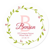 Monogram Christmas Wreath SVG Adresse de retour Se