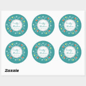 Sticker Rond Monogram Coral et Mint Garland moderne (Feuille)