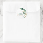 Sticker Rond monogram de botanical greenery rustic wedding (Sac)