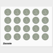 Sticker Rond Monogram Green Minimalist Boho Wedding Classic (Feuille)