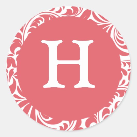 Sticker Rond Monogram H Dusty Rose Mariage personnalisable Mono (Devant)