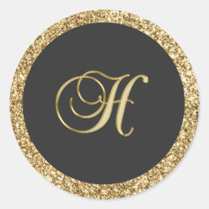 Sticker Rond Monogram H, élégance dorée élégante