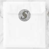 Sticker Rond Monogram Initial S Hydrangea Flowers Personalized (Sac)