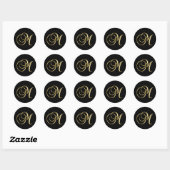 Sticker Rond Monogram M, élégant script, (Feuille)