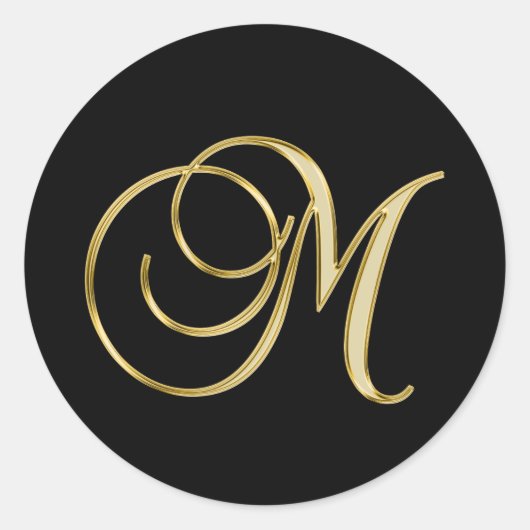 Sticker Rond Monogram M, élégant script, (Devant)