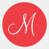 Sticker Rond MONOGRAM M, Rouge et Blanc, (Devant)