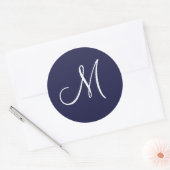 Sticker Rond Monogram M White sur Navy Blue, (Enveloppe)