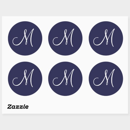 Sticker Rond Monogram M White sur Navy Blue, (Feuille)