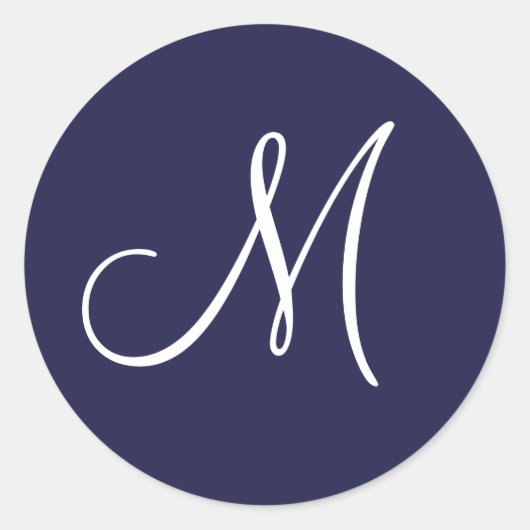 Sticker Rond Monogram M White sur Navy Blue, (Devant)