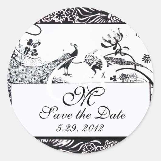 Sticker Rond MONOGRAM mariage INSÉPARABLES, noir et blanc (Devant)