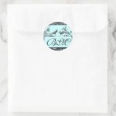 Sticker Rond MONOGRAM mariage INSÉPARABLES, noir et blanc bleu (Sac)