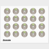 Sticker Rond Monogram Mason Jar Green Hydrangea Fête des mariée (Feuille)