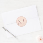Sticker Rond Monogram Minimalist Peachy Pink & Mauve Wedding (Enveloppe)