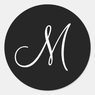 Sticker Rond MONOGRAM : Monogramme noir et blanc