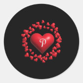 Sticker Rond Monogram P - Heart Wreath Shape Design V2 Premium (Devant)