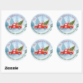 Sticker Rond Monogram Red Truck Return Adresse Noël (Feuille)