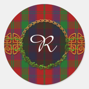 Sticker Rond Monogram Robertson Tartan