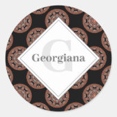 Sticker Rond Monogram Safari Coucher de soleil Bohemian Polka D (Devant)