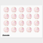 Sticker Rond Monogram Spark Rose  Blush Initiales Nom Ombré (Feuille)