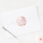 Sticker Rond Monogram Spark Rose  Blush Initiales Nom Ombré (Enveloppe)