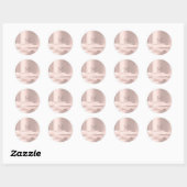 Sticker Rond Monogram Spark Rose Blush Initiales Nom Rond (Feuille)