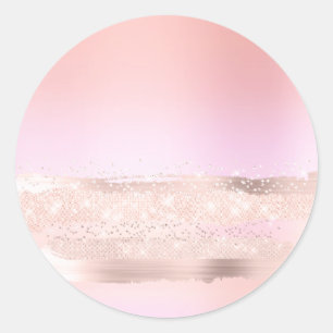 Sticker Rond Monogram Spark Rose  Blush Maquillage Pastels Beau