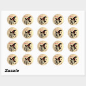 Sticker Rond Monogram U Halloween Sky Witch Nom des araignées (Feuille)