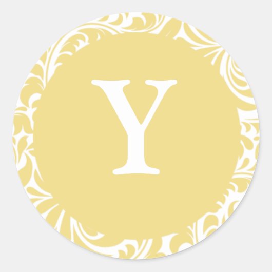 Sticker Rond Monogram Y Antique Gold Designer Mariage Monogramm (Devant)