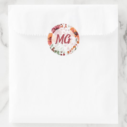 Sticker Rond Monogramed Fall Floral  (Sac)