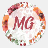 Sticker Rond Monogramed Fall Floral  (Devant)