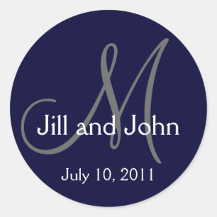 Sticker Rond Monogramme 2011 Noms de Mariage Date de sauvegarde