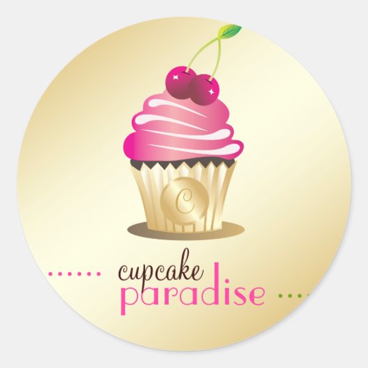 Sticker Rond Monogramme 311-Cupcake Paradise (Devant)